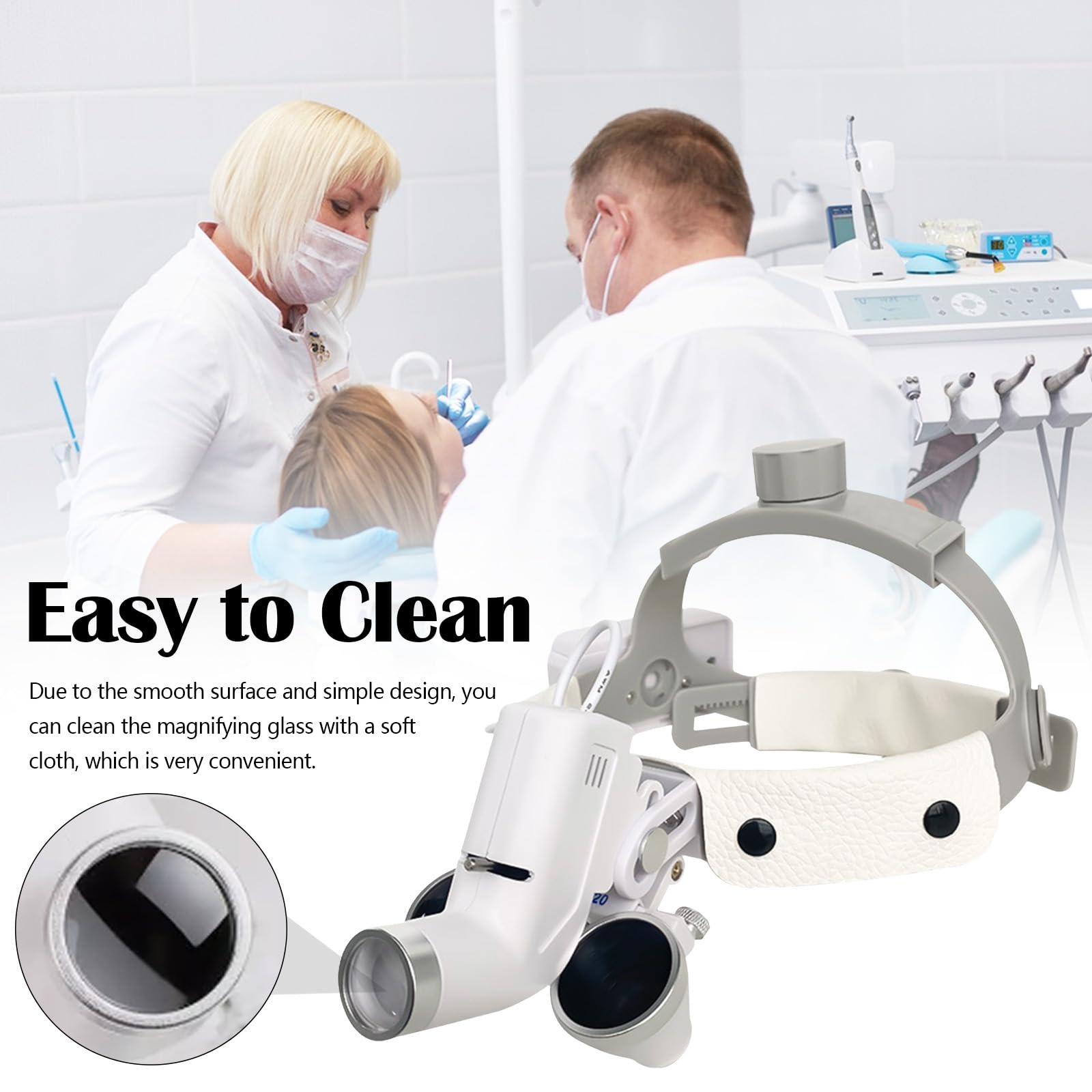 Lupas Quirúrgicas Dentales Médicas 3.5X 420mm con Lámpara LED 5W Ajustable