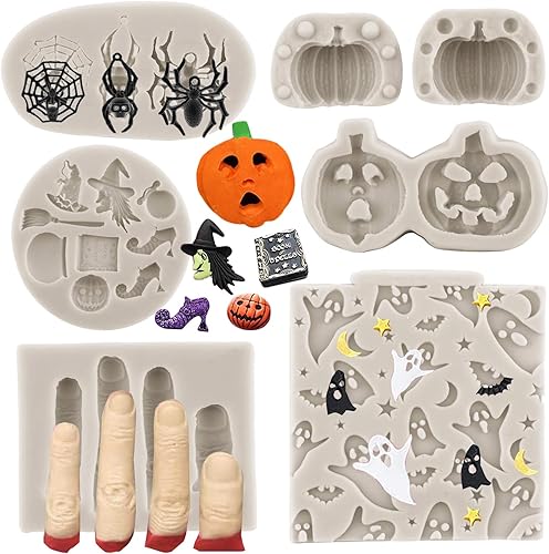 Miniatura 1 de Moldes para fondant de Halloween, molde de silicona para calabaza, dedo de araña, chocolate, molde de bruja fantasma, caramelo para fiesta de