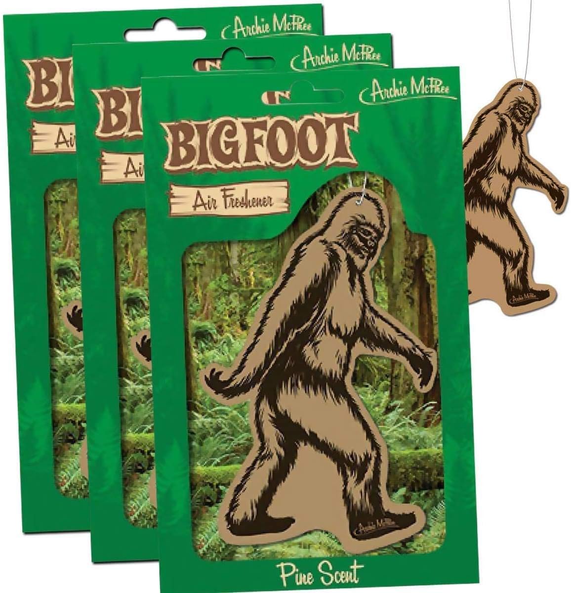 Bigfoot Air Freshener - 3 Pack Pine Scent - for Car RV Trailer Tent - Best Yeti Sasquatch Bigfoot Gifts