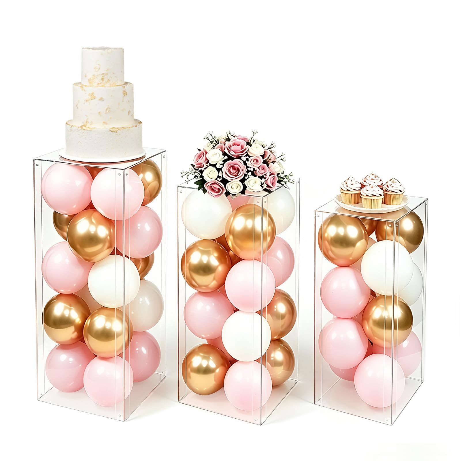 Photo 1 of Vincidern Acrylic Square Pedestal Stand (Set of 3)