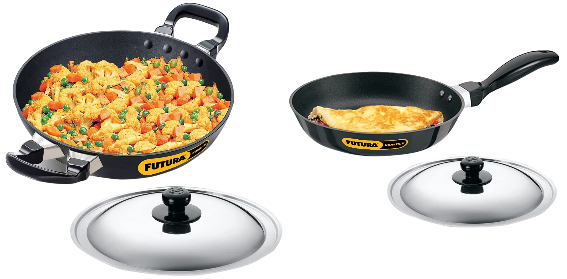 Hawkins Futura Non-Stick Frying Pan with Steel Lid, 22cm and Q19 Futura Non-Stick Deep-Fry Pan (Kadhai) with Stainless Steel Lid, 22cm (B08PDB7ZG2) Amazon Price History, Amazon Price Tracker