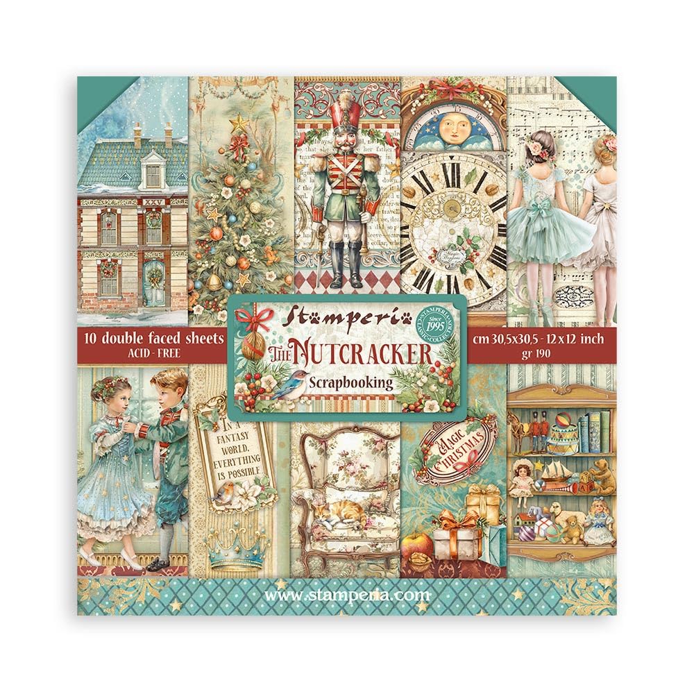 Stamperia - Scrapbook Paper Pad for Scrapbooks, Albums, Card Making, Bullet Journals, and More, Acid Free, Double-Sided, Perfect for Hobbies, Crafts and Gifting (The Nutcracker) (30.5 x 30.5 cm)