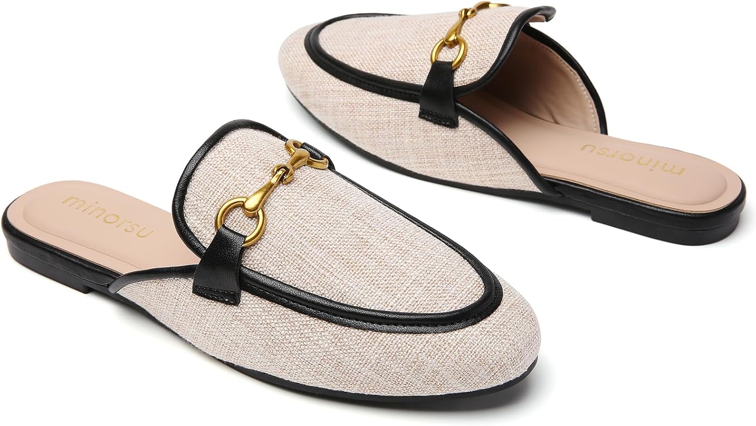 Minorsu Women's Black Animal Print Buckle Mules - Memory Foam Insole - Low Heel - Casual Mule Shoes - Image 2