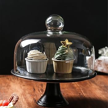 Amazon | ケーキスタンドブラック、ケーキドーム アフタヌーン