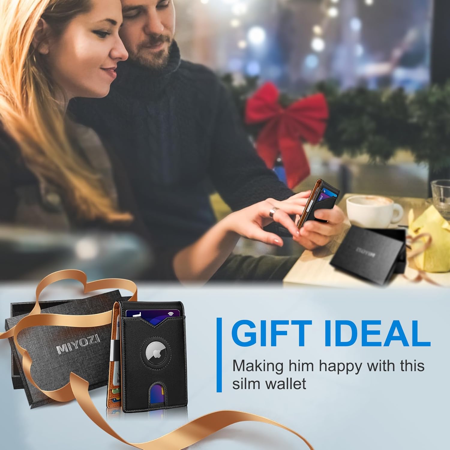 Airtag Wallet for Men,with Money Clip 11 Cards Slim Front Pocket Leather RFID Blocking Wallet with Gift Box - Image 7