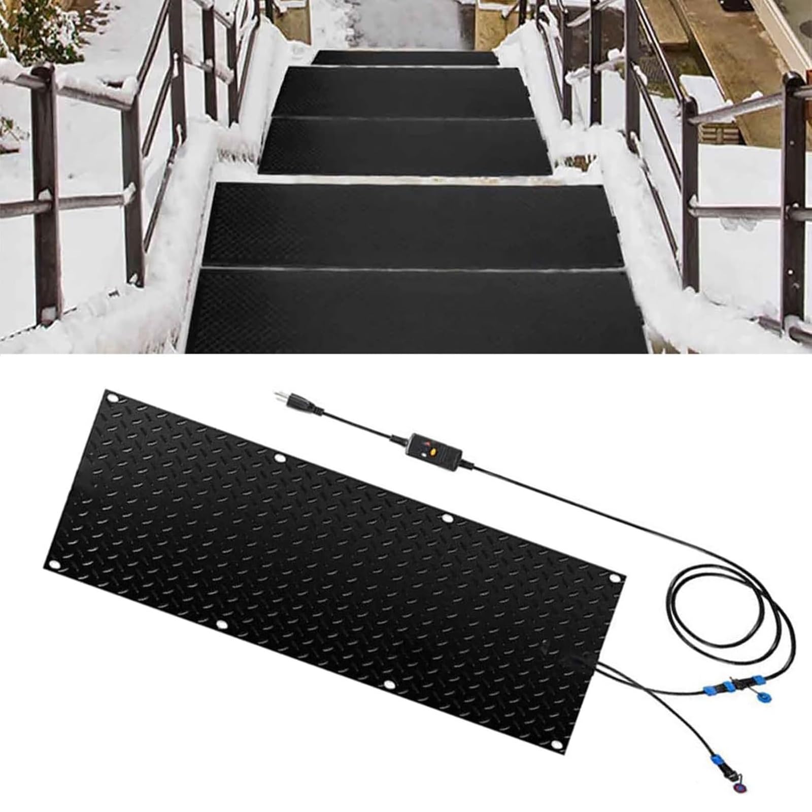 Tapis de Fonte de Neige électrique for escaliers extérieurs, allées et Portes - Antidérapant et imperméable(40x120cmx1Pcs)