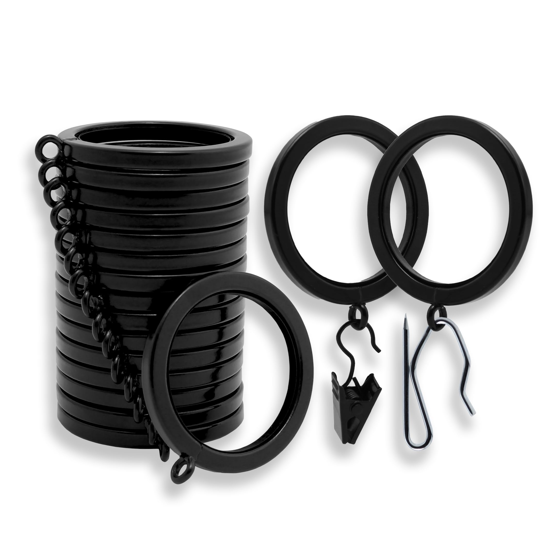 Photo 1 of BlastHome® Luxury Smooth Glide Curtain Rings, 18 Pack, Tuxedo Black
