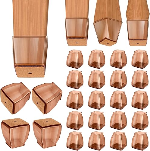 Miniatura 19 de BALEINE Paquete de 16 protectores de silicona para patas de silla, tapas protectoras de patas de taburete, tapas antideslizantes para patas de silla
