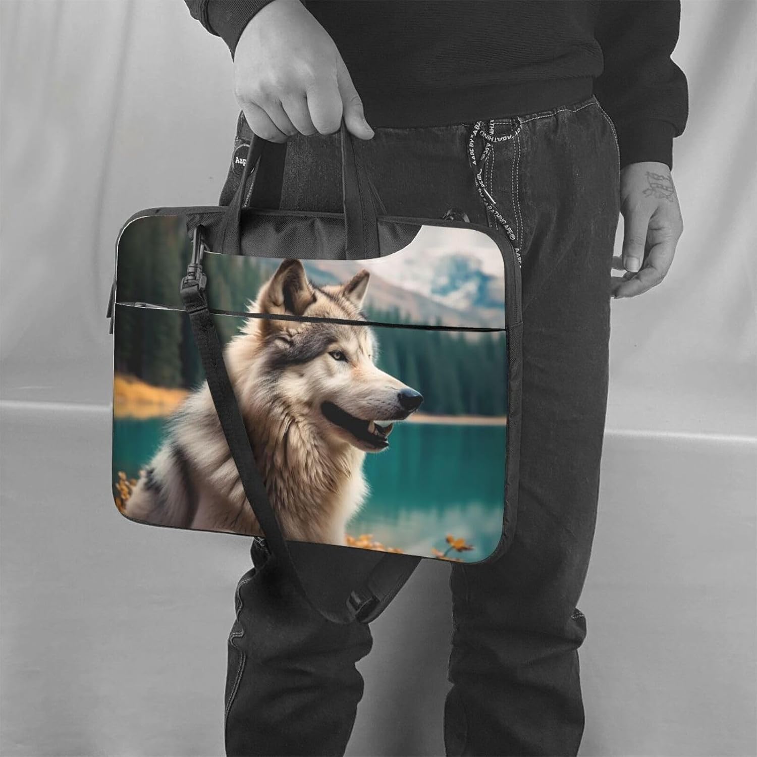 Fun Animal Wolf Laptop Case Laptop Sleeve Computer Bag Messenger Shoulder Bag Computer Case Carrying Cover image 2
