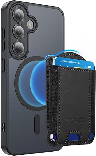 HiWe for MagSafe Wallet for Galaxy S26/S25/S24 Series with Magnetic Case and iPhone 17/16/15/14/13/12 Series, No Case, 6 Cards Holder, RFID Leather Slim, Black