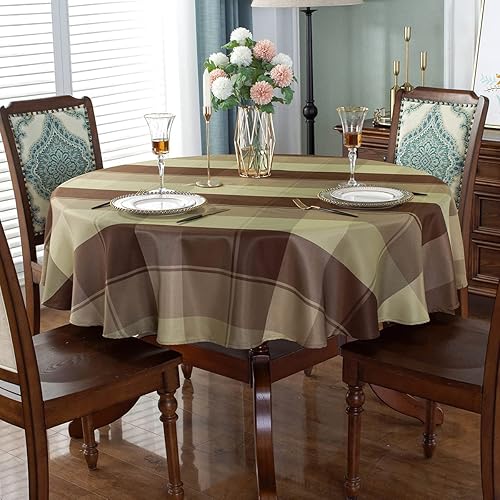 Miniatura 3 de SASTYBALE Mantel redondo de 60 pulgadas a cuadros a prueba de derrames, antiencogimiento, suave y resistente a las arrugas, mantel decorativo de