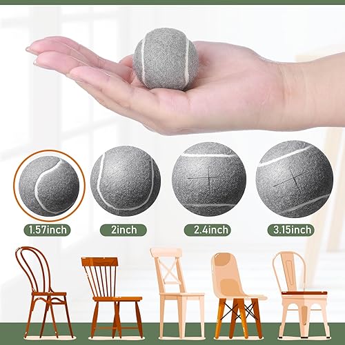 Miniatura 13 de Macarrie 16 pelotas de tenis precortadas para sillas, sillas de pelota de tenis, cubiertas de pies para patas de muebles para aula, protección