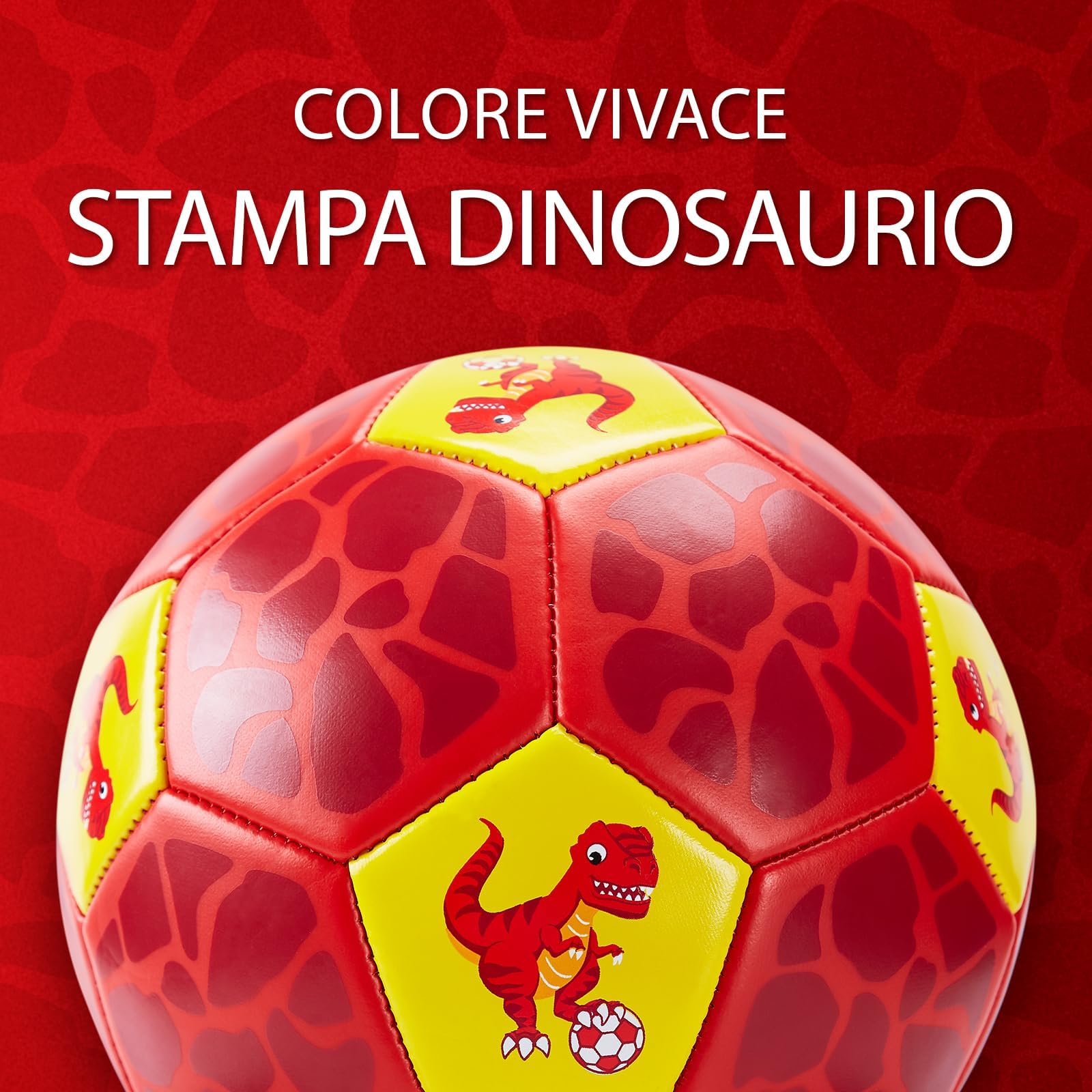 hahaland Pallone da Calcio per Bambini con Pompa, Borsa Rete - Palla Dinosauro Misura 3 - Giocattolo Interni/Cortile/Esterno Bambine 3 4 5 6 7 anni - Giochi per Bambino, Palloni Calcio Regalo