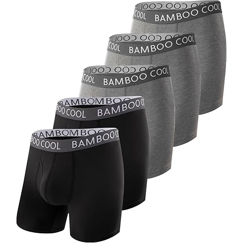 BAMBOO COOL Men's Ultra ComfortSoft Underwear, Moisture Wicking & Breathable No Ride Up Boxer Briefs with Fly, Multipack