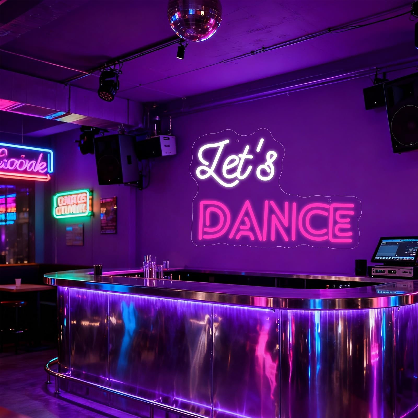 Let's Danced Neon Signs Let's Dance Neon Light USB Powered Neon Lights for Bedroom Gaming Room Kids Room, Bar Decoration Wedding Birthday Party 16.1”X11.2”