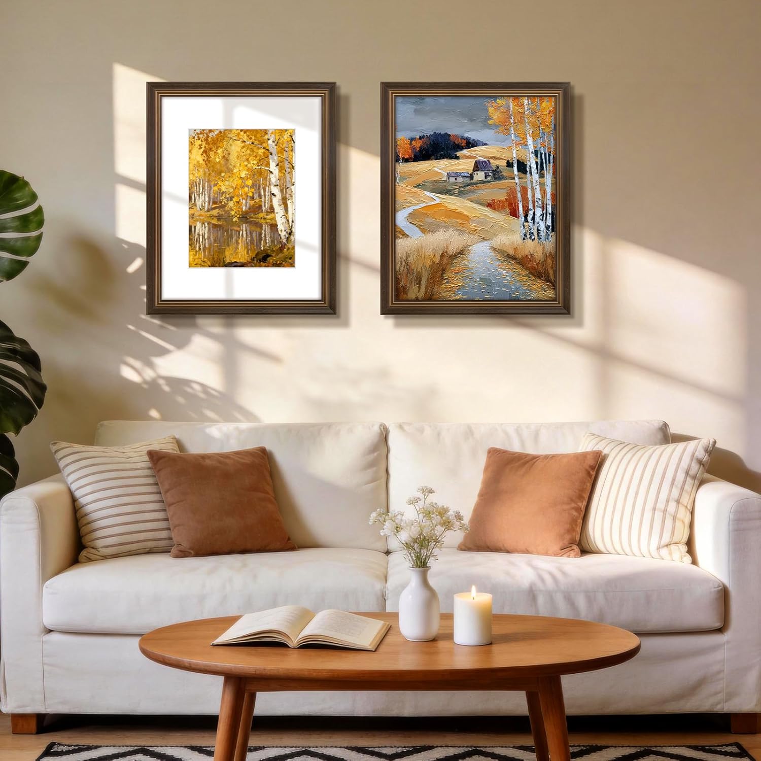 Golden State Art 16x20 Picture Frame Brown Gold Trim - Solid Wood Frame With Tempered Glass - Fits 16x20 without & 11x14 In Photos With Mat - Wall Mount Vertical Horizontal for Art, Posters, Portraits