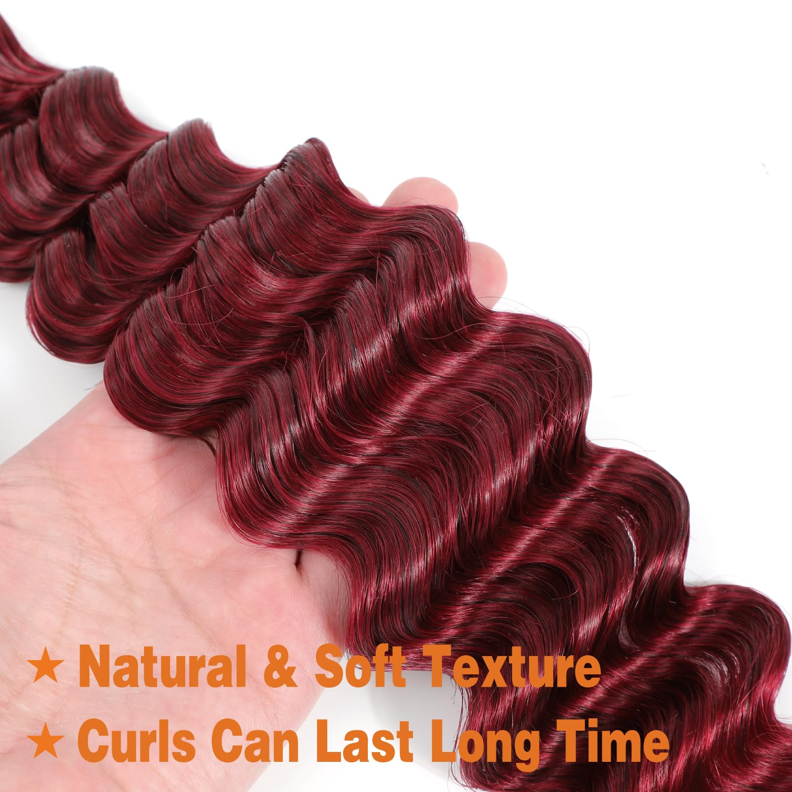 Deep Wave Bulk Human Braiding Hair No Weft 2 Bundle 100g 10A Brazilian Curly for Boho Braids Human Hair for Braiding,Burgundy 20 Inch - Image 3