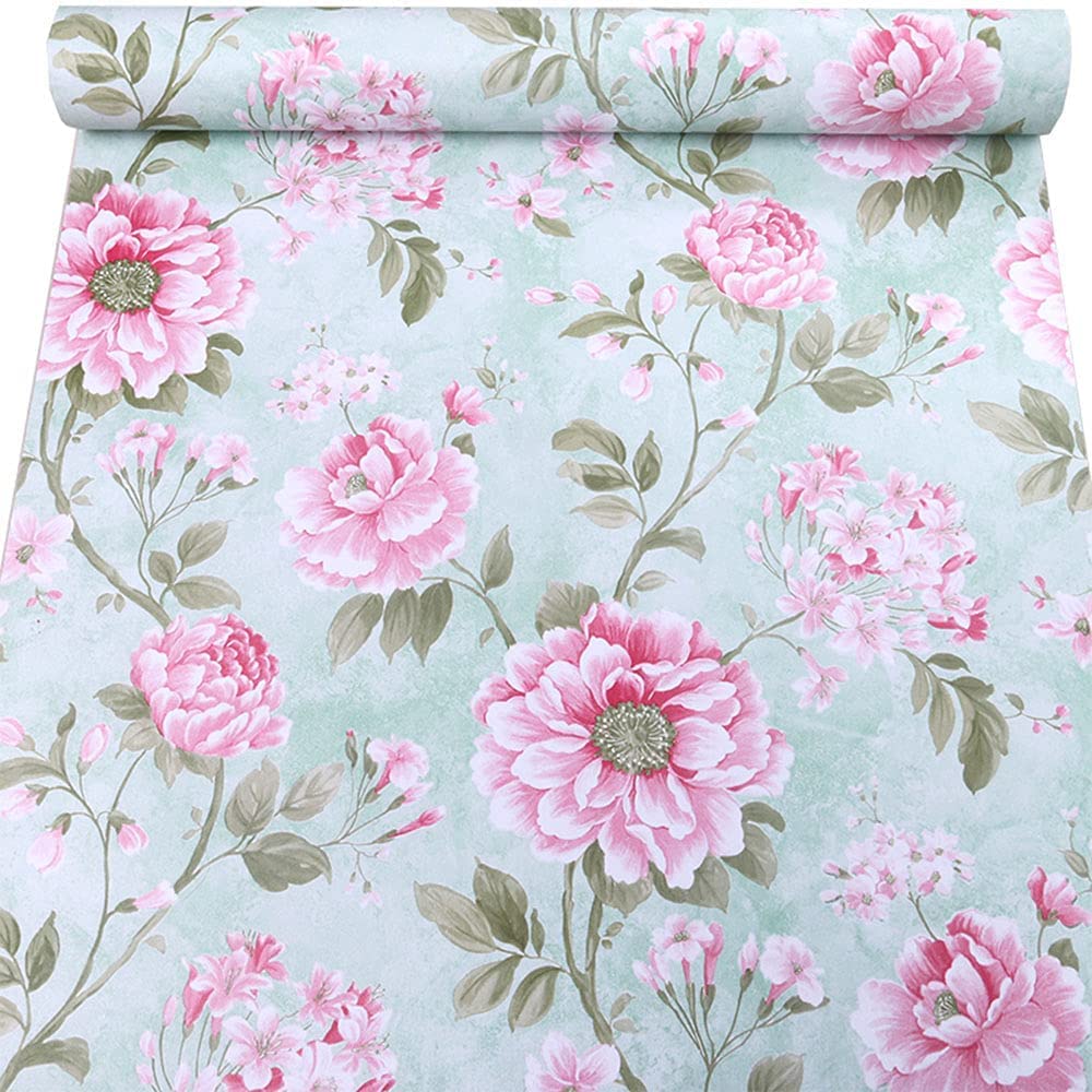 ANNA CREATIONS Self Adhesive Decorative Peel Stick Sea Green Waterproof Floral Wallpaper Removable Wall Sticker for Living Room Hall Decoration PVC Vinyl DIY Wall Stickers 45x304cm (Big Flower) (B0B3M3NFNG) Amazon Price History, Amazon Price Tracker