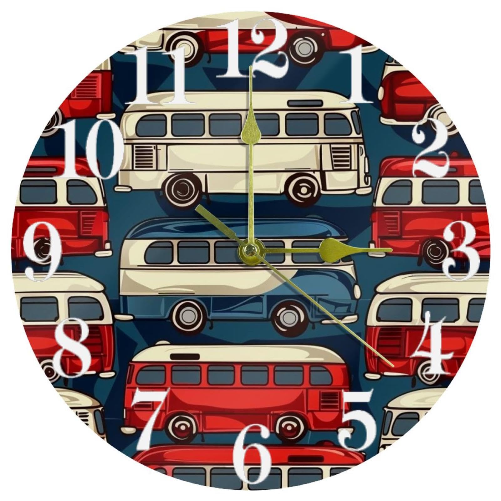 Horloge murale bus silencieuse sans tic-tac à quartz pour un sommeil paisible