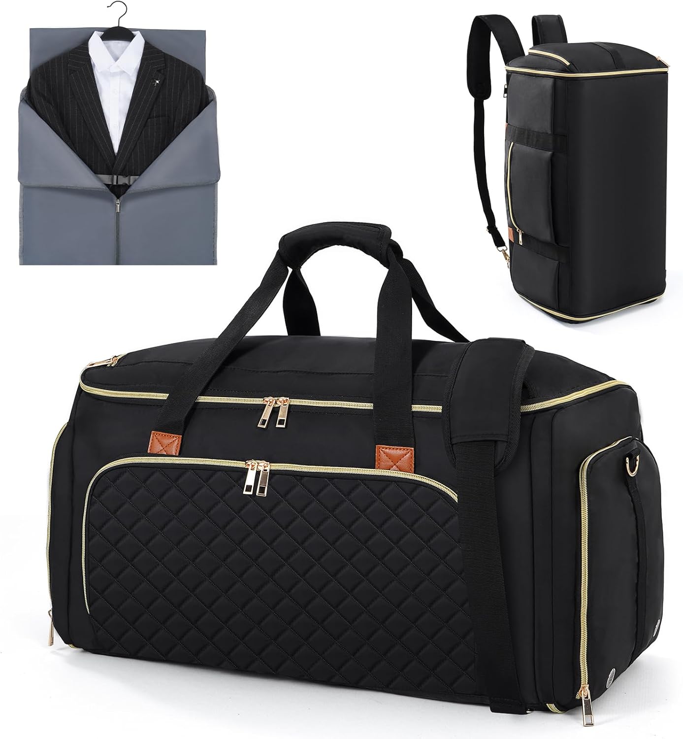 Hautton Convertible Travel Garment Bag, 2-in-1 Carry On Duffel Backpack Shoulder Bag for Men Women, Hanging Suitcase Business Overnight Weekender Luggage Bag for Air Travel