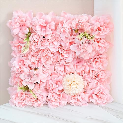 Miniatura 2 de BDBD Paneles de pared de flores artificiales, 4 piezas, tapete decorativo de pared de flores sintéticas de 15 x 15 pulgadas, paneles florales de