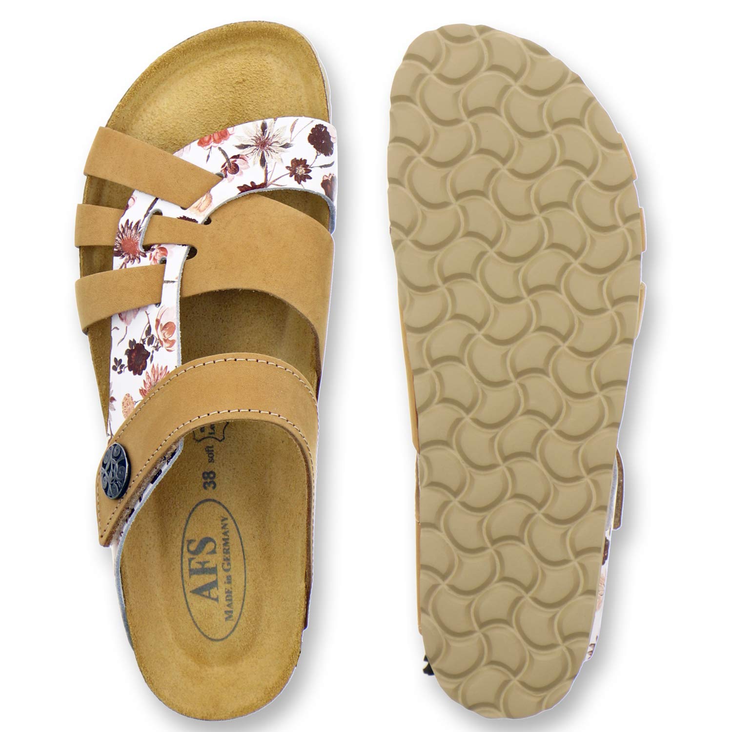 AFS-Schuhe 2120 - Pantuflas de piel con cierre de velcro, cómodas zapatillas para mujer con plantilla para el pie, fabricadas en Alemania
