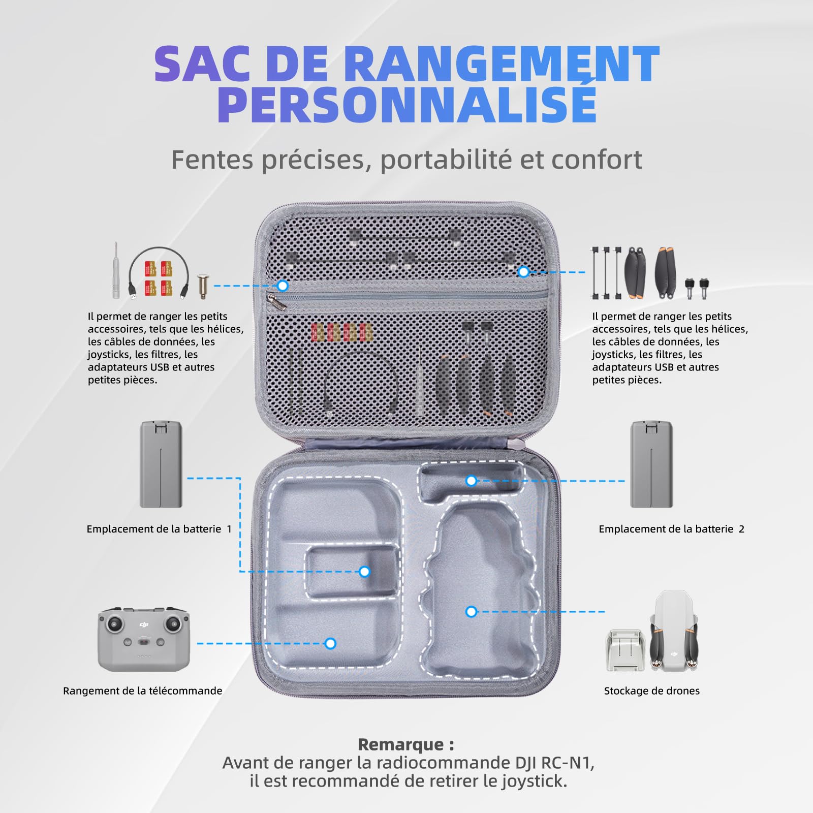 Drone Étui Portable pour DJI Mini 4k / Mavic Mini 2 / Mini2 SE Rangement Sac de Transport EVA Boîte Housse Accessoires (pour DJI Mini 4K/2 SE/2)