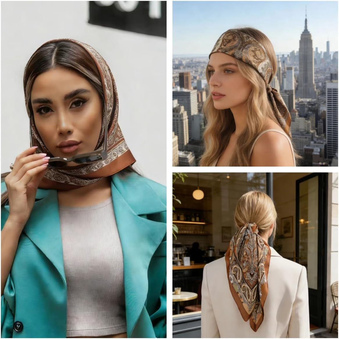 Hjiaruiky 27" Satin Head Scarf Silk Like Hair Scarf Head Scarves for Women Head Bandana Wraps Purse Scarf