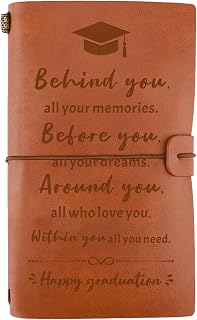 Engraved Leather Journal-Graduation Gifts for Her Him, Inspirational Congratulations Gifts High School College Graduation Gifts for Daughter Girls Best Friend Women