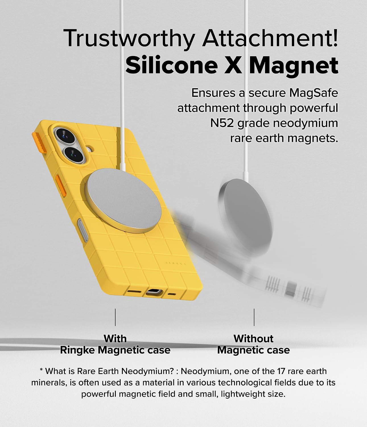 Ringke Bitmap Silicone Magnetic [Compatible with MagSafe] Designed for iPhone 16 Case, Anti-Stain Coating Classic Retro Vibe Soft Durable Cover - Yellow