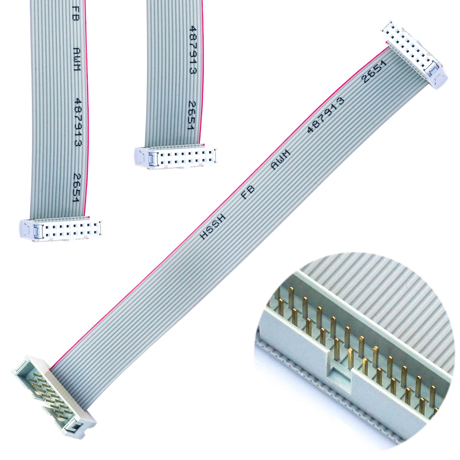 IDC Cable IDE Flat Ribbon Cable Ribbon Cable IDC Cable Connector 16P, Male to Female IDE Extension Cable 30CM Length FC 16-Pin 2Pcs(KS-30-MF16)