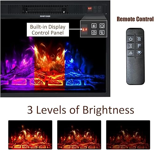 Miniatura 3 de AMERLIFE Soporte de TV con chimenea, centro de entretenimiento con textura de madera con chimenea eléctrica de 23 pulgadas, soporte de