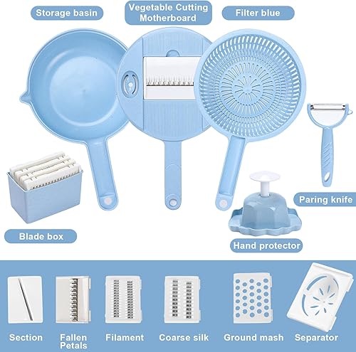 Miniatura 3 de Picador de verduras, 14 en 1 picador de alimentos multifunción, cortador de verduras multifunción/rebanadora, con contenedor Veggie Chopper Ajo