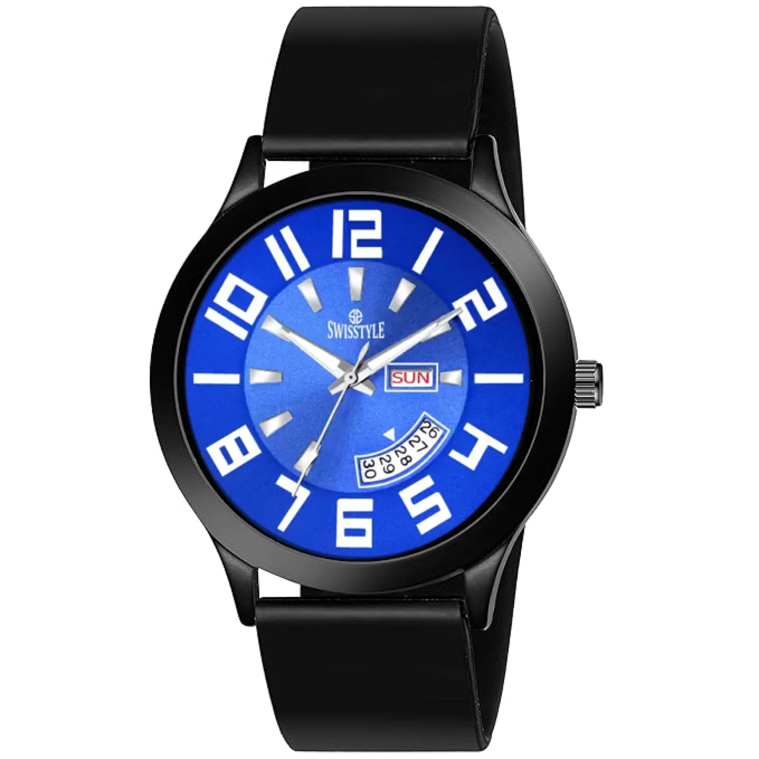 SWISSTYLE Soft Silicone Day Date Display Analog Watch for Men (Black) (B0CX9FSBWP) Amazon Price History, Amazon Price Tracker