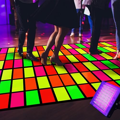 Miniatura 6 de Haull Pista de baile con luz neón de 236 x 39 pulgadas, decoración de fiesta de neón que brilla en la oscuridad, accesorios de pared fluorescentes