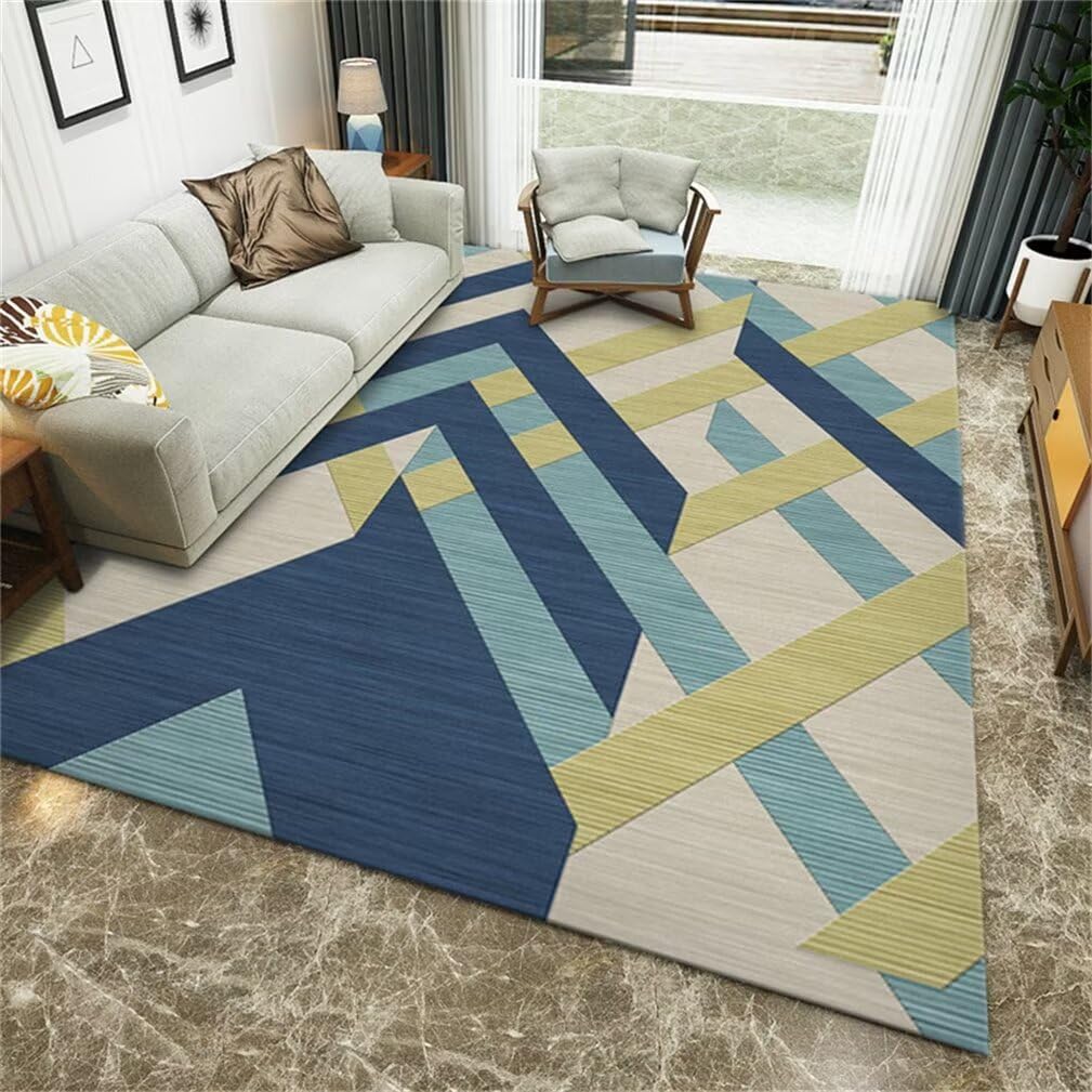 Tapis de salon géométrique moderne résistant à l'usure et lavable 160x210