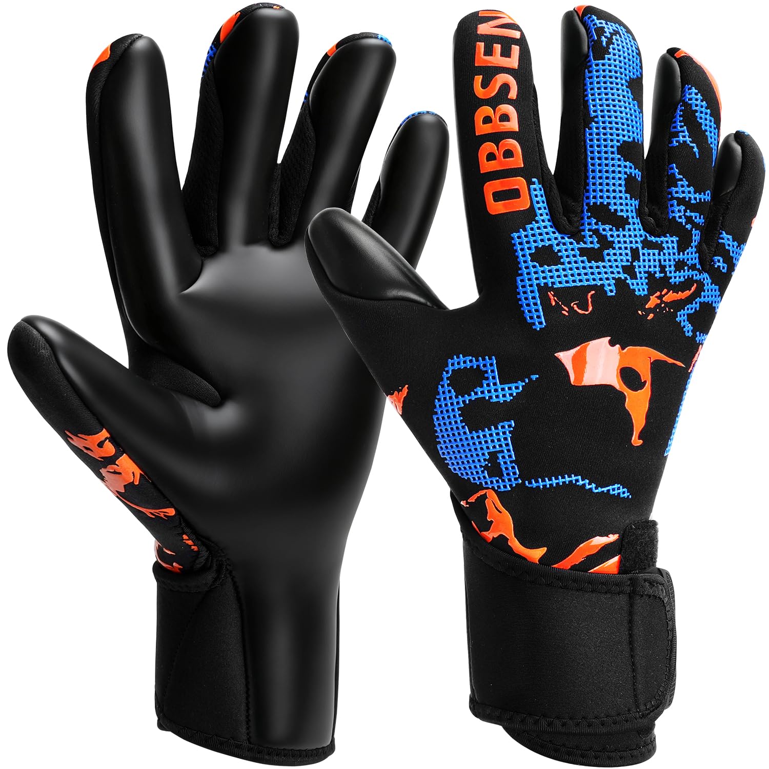 Obbsen Professional Soccer Goalie Gloves for Youth Adults 4+3mm Strong Grip Palm Comfortable Slim Goalkeeper Gloves Double Elastic Wrist Protection