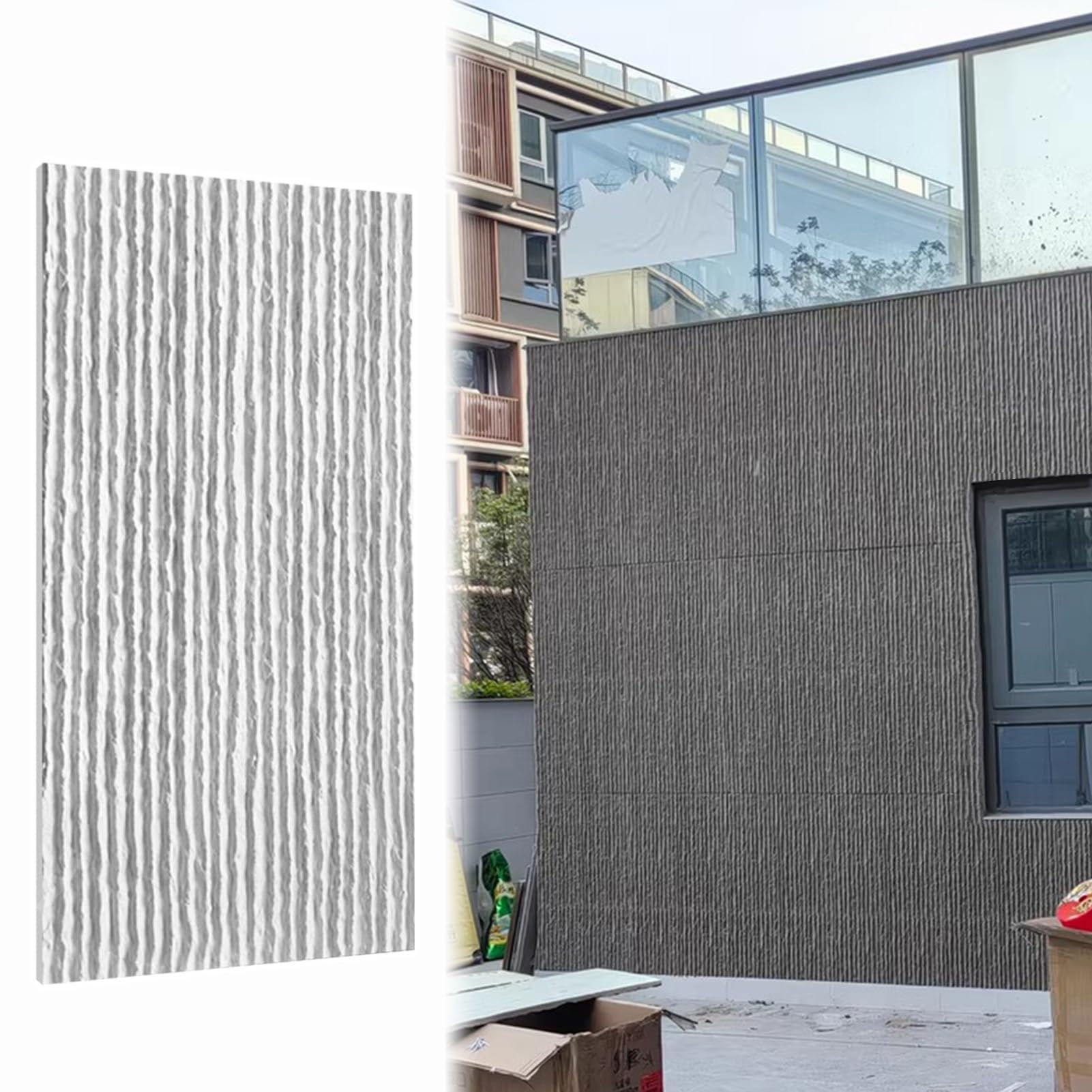 Paneles de pared ondulados de poliuretano, placa de revestimiento de pared 3D para interiores y exteriores, kit de decoración de pared moderno, panel de revestimiento de telón de fondo, paquete de 8