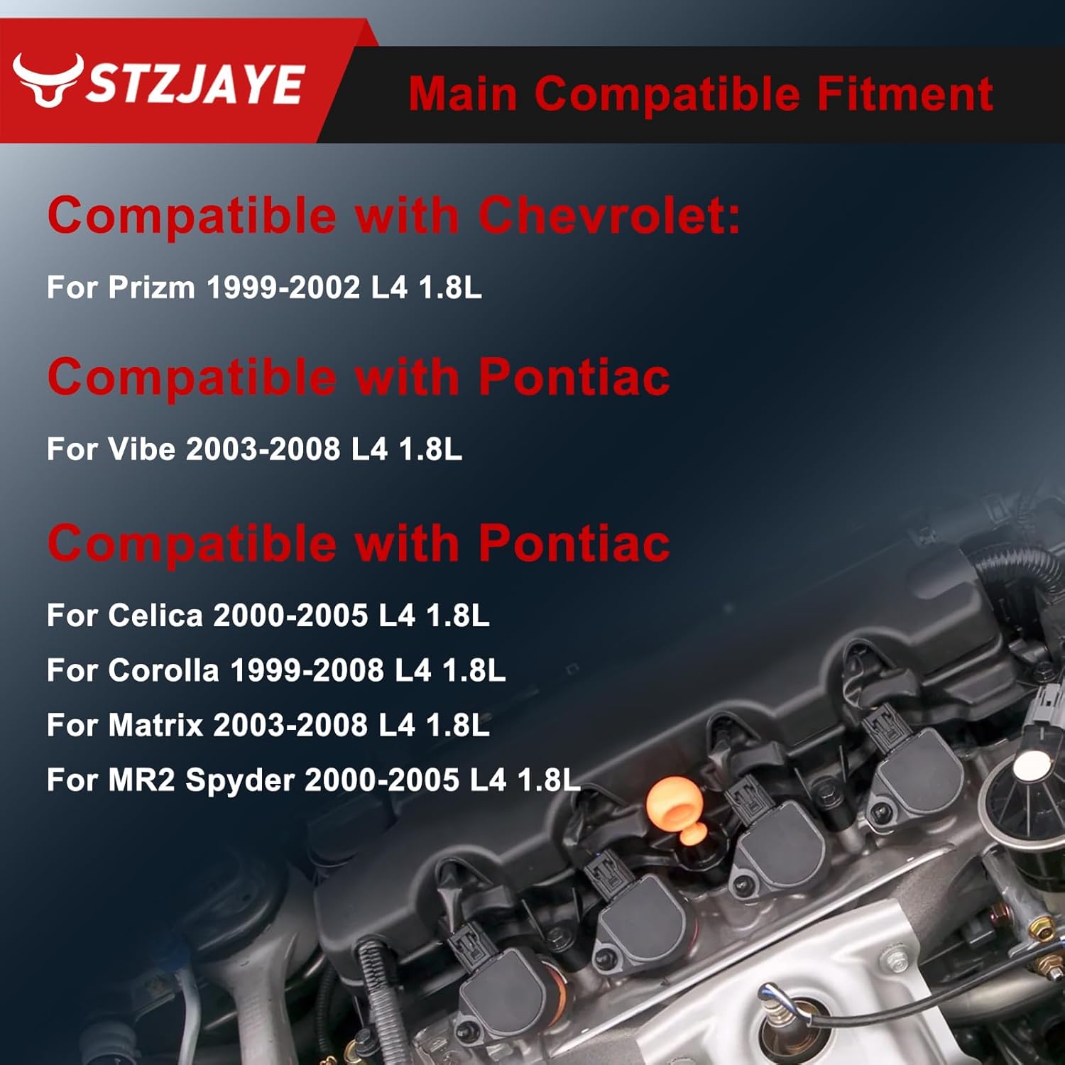 UF247 Ignition Coil Packs and Iridium Spark Plugs Kit Set of 4 Compatible with Toyota for Corolla 1999-2008,for Matrix/Vibe 03-08,for Prizm 99-02, for Celica 00-05, for Spyder 00-05 L4 1.8L