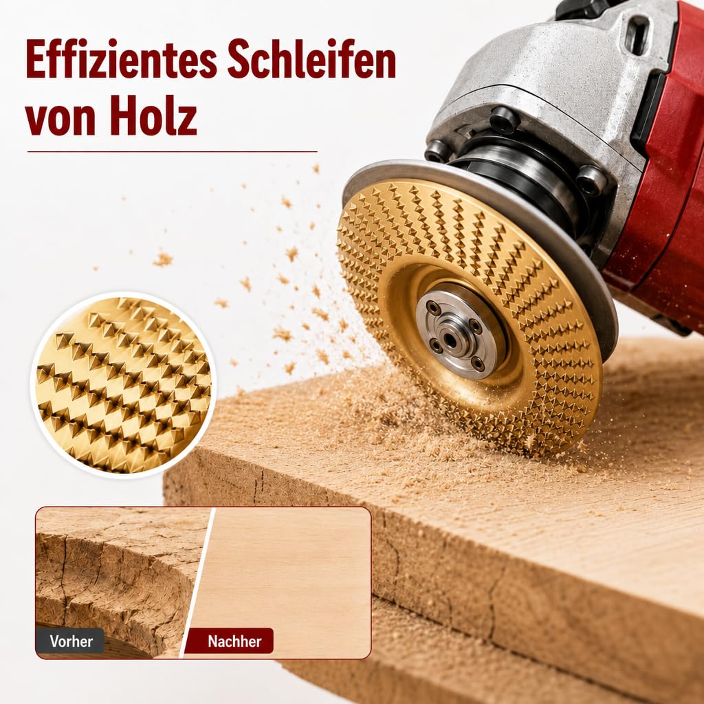 3 Stück Wolframcarbid Schleifscheiben für Holz, Schleifscheibe für Winkelschleifer, Schruppscheibe zum Schleifen, Schnitzen und Schneiden von Holz