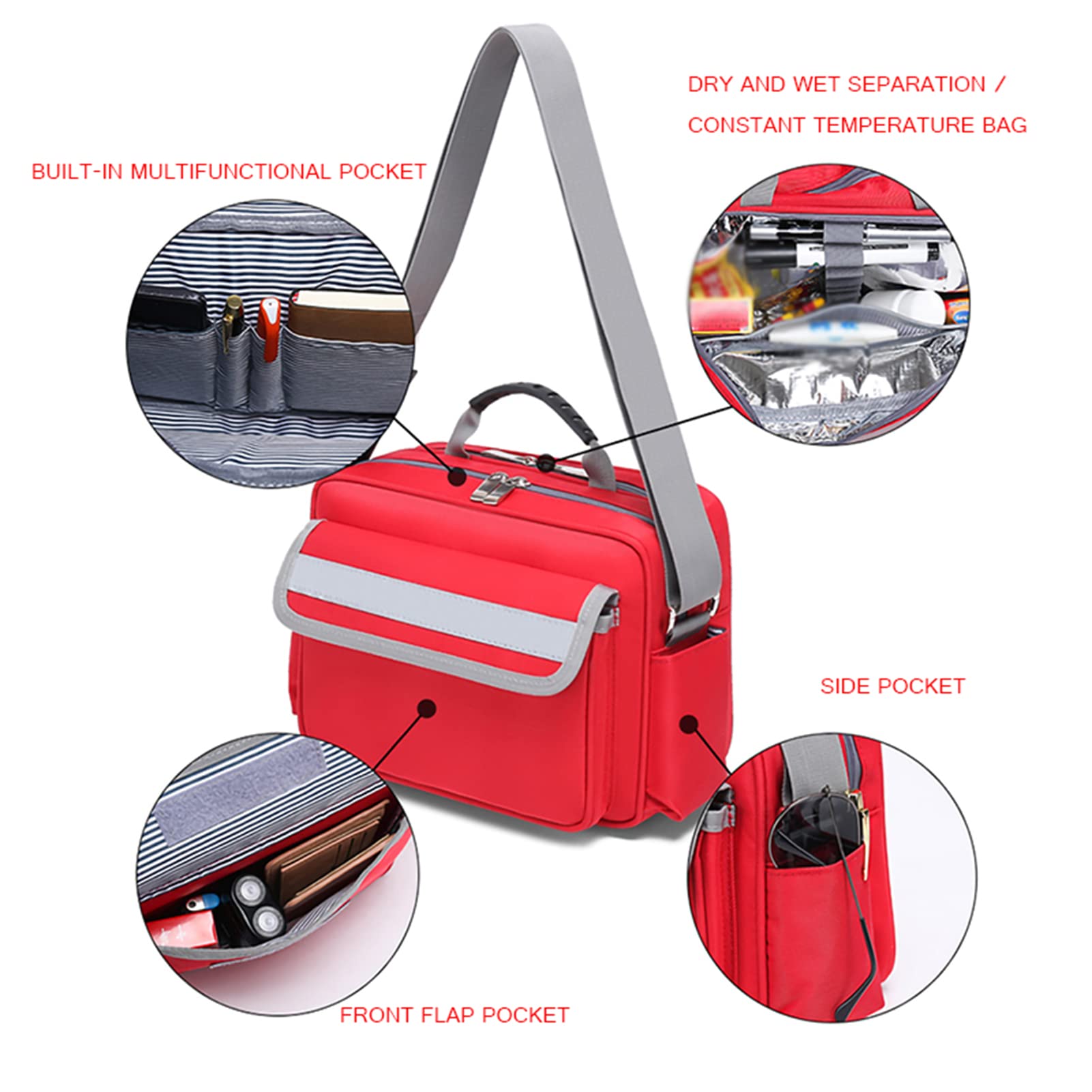 Haversack Bag Apteczka pierwszej pomocy z uchwytem i paskiem na ramię do opieki domowej, wizyty w hospicjum, w podróży lub na imprezę awaryjną, pusta
