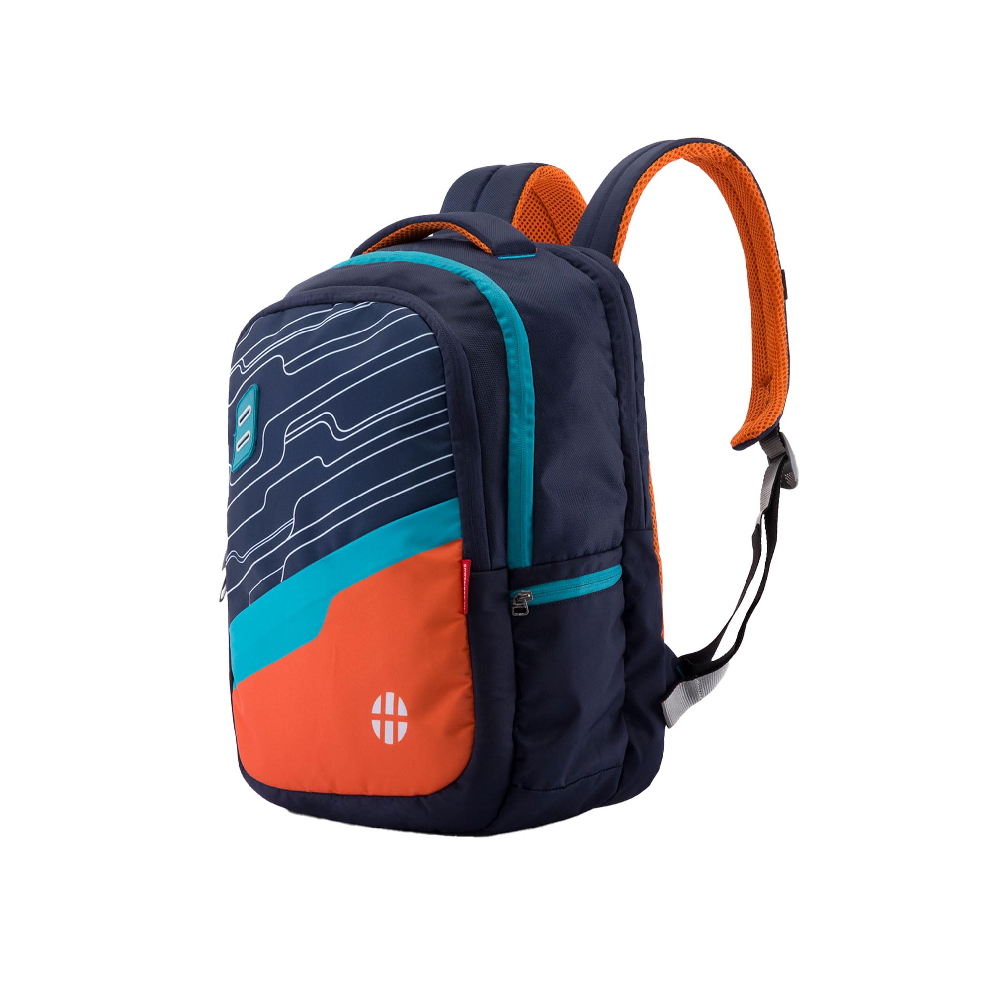 Take Off 26 L Casual Office Backpack for Men & Women | Backpack with Front Pocket Access & Ventilated Back Panel with Fisio Fit Backstrap (Navy, Orange & Teal)-image-20