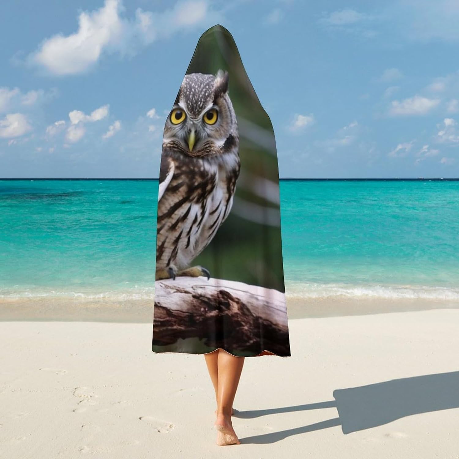 Wild Owl Birds Wearable Fleece Blanket with Hood for Men & Women Oversized Hoodie Blanket Soft Cozy Gift-