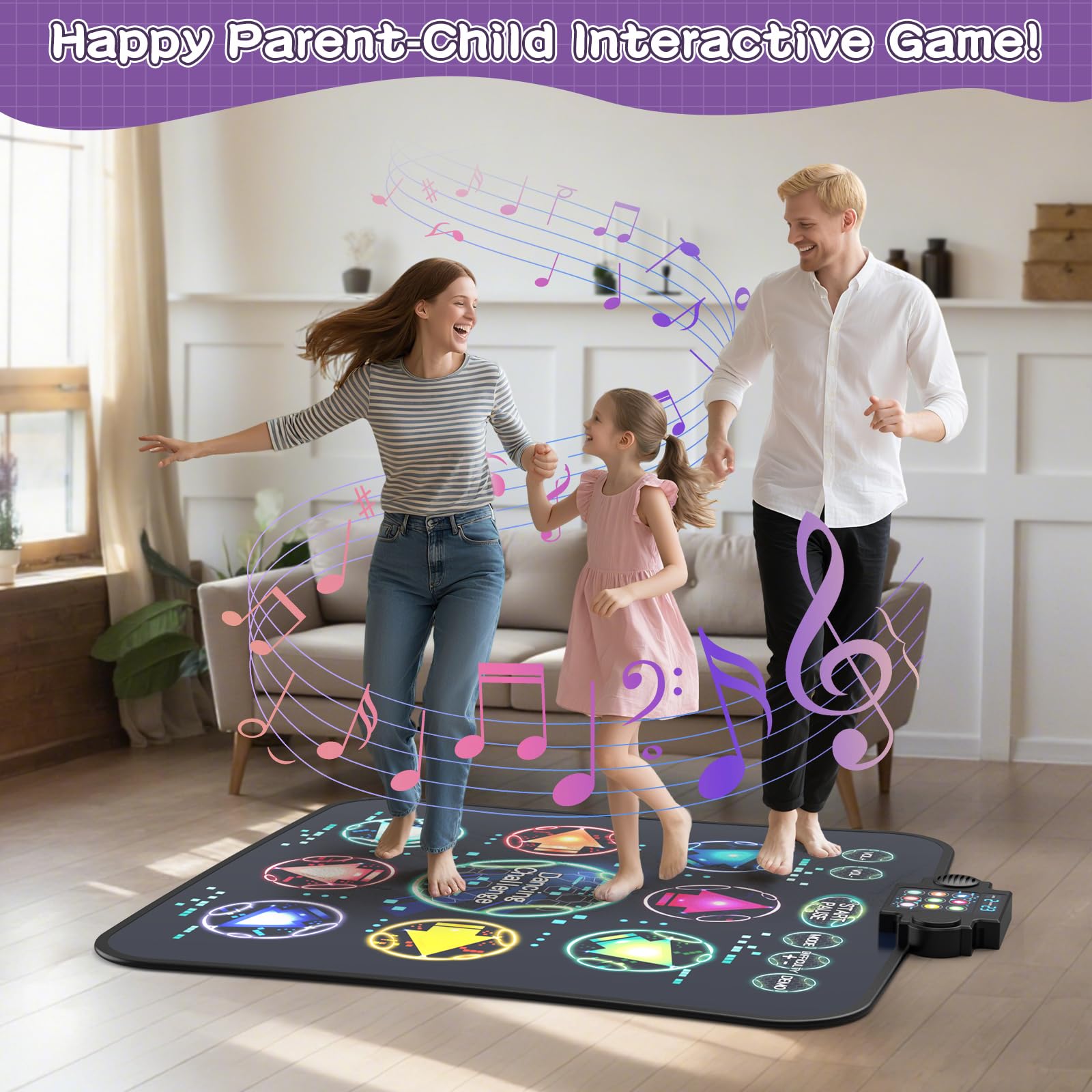 Juguetes de tapete de baile mejorado para niños de 3 a 12 años, almohadilla de baile electrónica con 9 botones iluminados, 3 modos de juego, volumen ajustable de 7 niveles, 9 luces de juego 6