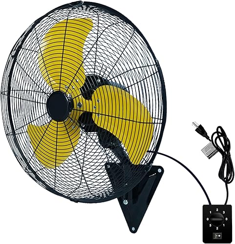 Ventilador de montaje en pared, ventilador de pared oscilante de 20 pulgadas con 7000 CFM, 3 velocidades, ventilador industrial de alta velocidad