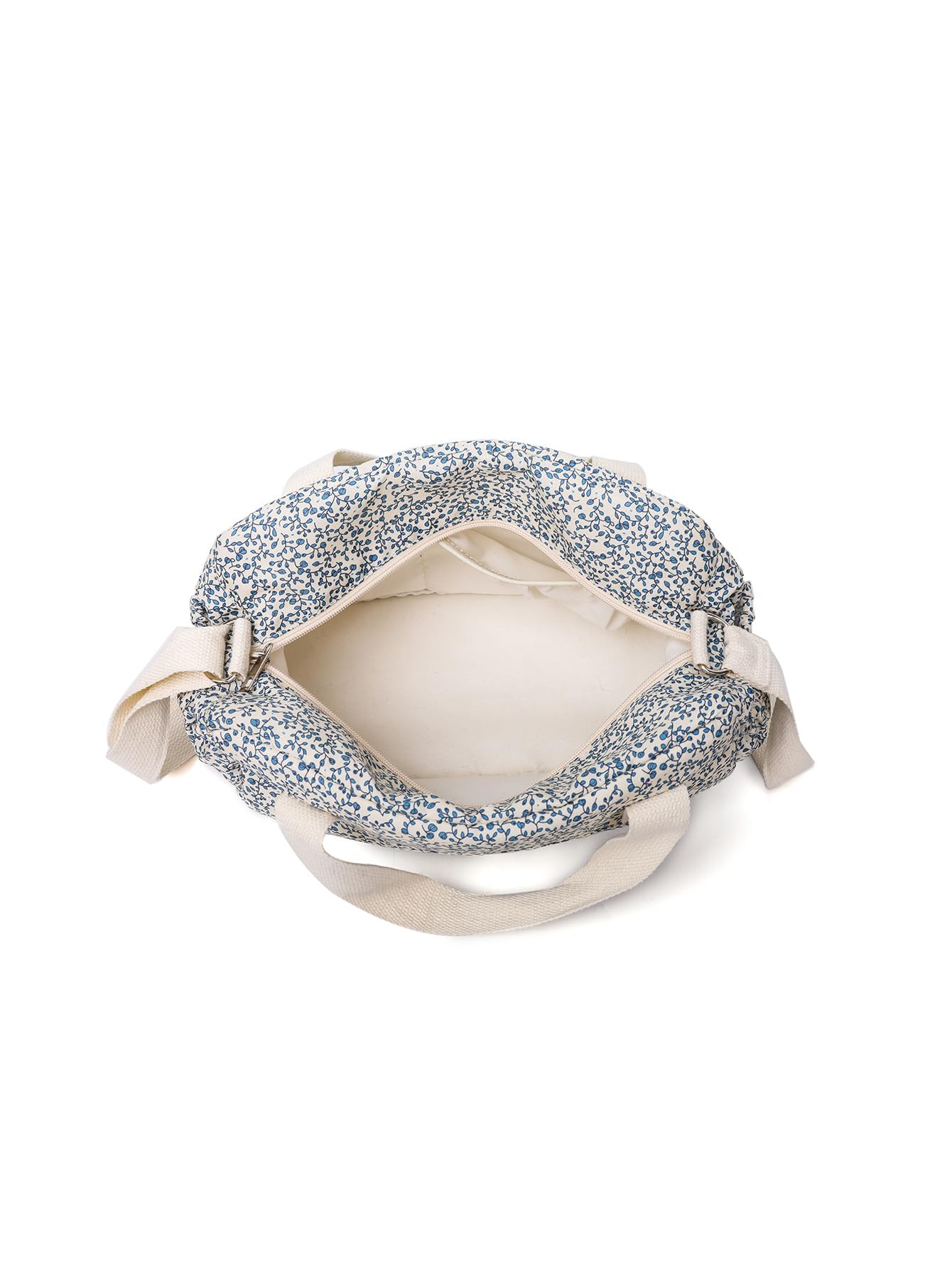 GSenhui Quilted Baby Changing Bag Tote Floral Nappy Diaper Bag Cute Mommy Bag Crossbody Wickeltasche (Blue-2) - Image 5