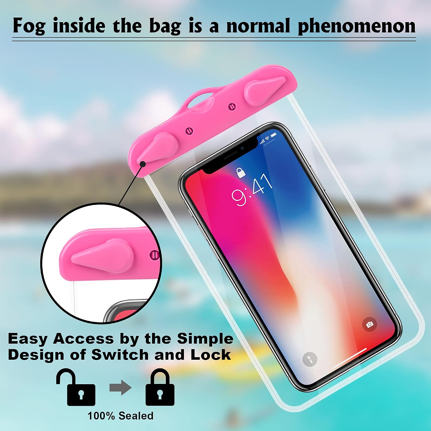 Arae Waterproof Phone Pouch Compatible for iPhone 13 Pro Max 12 11 XR X 8 7 Plus Samsung Galaxy S21 and More Up to 7 Inch for Beach Swimming Surfing Snorkeling 2 Packs Black+Pink