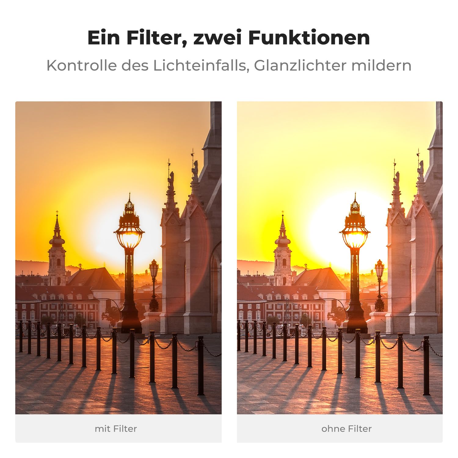K&F CONCEPT Filter 67mm Black Mist 1/4 & Variable ND2-ND400 2-in-1-Multifunktionsfilter (Nano-Xcel Serie)