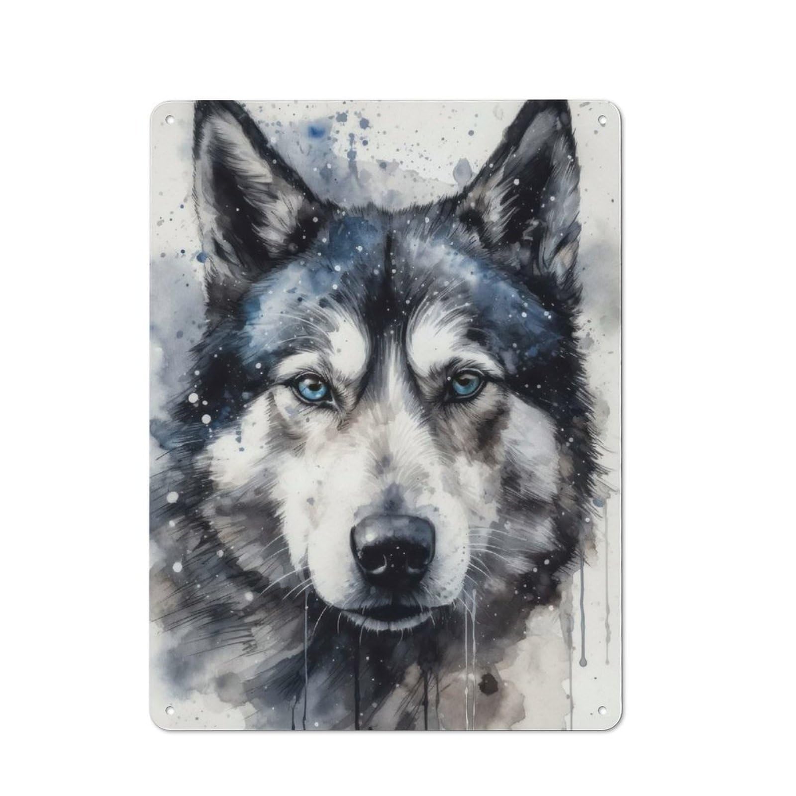 Junmoney Siberian Husky Watercolor Retro Metal Wall Sign 40X30cm For Man Cave Or Games Room, For Man Cave Decor Fans Refreshing A Room In Autumn
