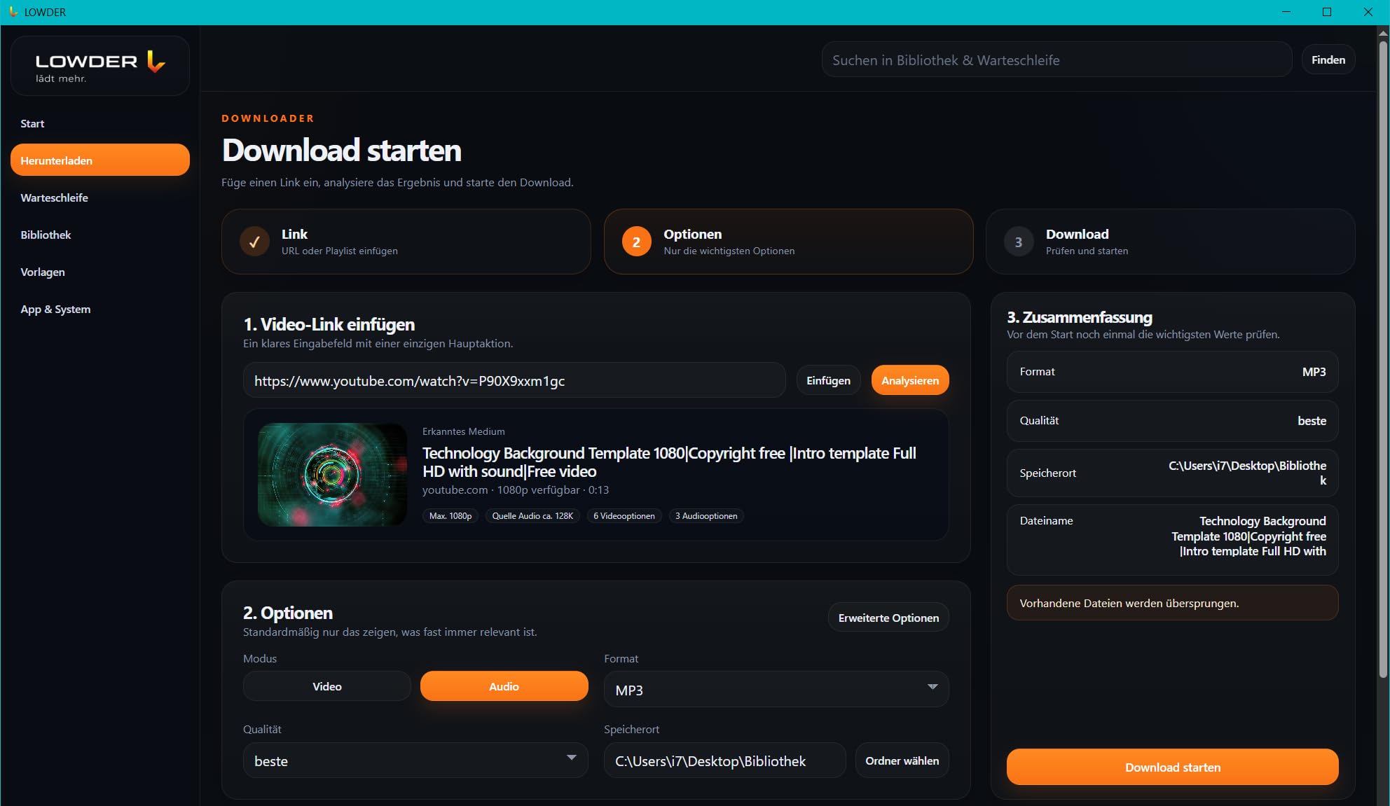 LOWDER PRO - Video- und Audio-Downloader für Windows | kompatibel mit YouTube | unterstützt ARD-, ZDF- und ARTE-Mediatheken | MP3, MP4, Playlist-Download & Bibliothek 1 PC/Mac - Dauerlizenz